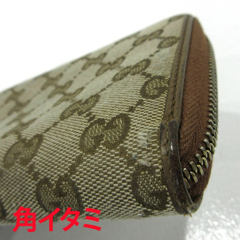 GUCCI GG Canvas Round Zip Long Wallet Beige - Picture 9 of 12